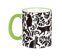 Tazza da caffè con manico a forma di gatto nero, tazza da tè, tazze in ceramica riutilizzabili, divertenti, novità, accessori per bevande, tazze da ufficio,11 once