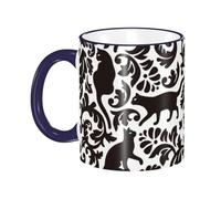 Tazza da caffè con manico a forma di gatto nero, tazza da tè, tazze in ceramica riutilizzabili, divertenti, novità, accessori per bevande, tazze da ufficio,11 once
