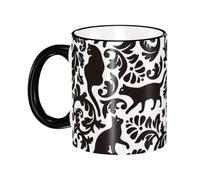 Tazza da caffè con manico a forma di gatto nero, tazza da tè, tazze in ceramica riutilizzabili, divertenti, novità, accessori per bevande, tazze da ufficio,11 once
