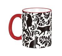 Tazza da caffè con manico a forma di gatto nero, tazza da tè, tazze in ceramica riutilizzabili, divertenti, novità, accessori per bevande, tazze da ufficio,11 once