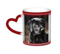 Tazza da caffè con manico da 12 once a forma di cucciolo di Labrador nero, tazza da tè in ceramica con cambio colore sensibile al calore, tazze artistiche magiche e divertenti, regalo di compleanno pe