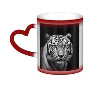 Tazza da caffè con manico da 12 once con tigre bianca e nera, tazza da tè in ceramica con cambio colore sensibile al calore, tazze artistiche magiche e divertenti, tazza in porcellana, regalo di compl