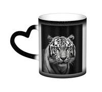Tazza da caffè con manico da 12 once con tigre bianca e nera, tazza da tè in ceramica con cambio colore sensibile al calore, tazze artistiche magiche e divertenti, tazza in porcellana, regalo di compl