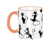 Tazza da caffè con manico, elegante e carina, a forma di gatto nero, tazza da tè, tazze in ceramica riutilizzabili, divertenti e originali, accessori per bevande, per casa, ufficio, tazze,11 once