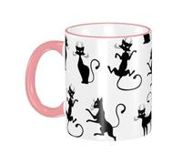 Tazza da caffè con manico, elegante e carina, a forma di gatto nero, tazza da tè, tazze in ceramica riutilizzabili, divertenti e originali, accessori per bevande, per casa, ufficio, tazze,11 once