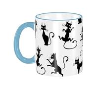 Tazza da caffè con manico, elegante e carina, a forma di gatto nero, tazza da tè, tazze in ceramica riutilizzabili, divertenti e originali, accessori per bevande, per casa, ufficio, tazze,11 once