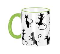 Tazza da caffè con manico, elegante e carina, a forma di gatto nero, tazza da tè, tazze in ceramica riutilizzabili, divertenti e originali, accessori per bevande, per casa, ufficio, tazze,11 once