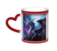 Tazza da caffè con manico Purple Dragon Purple Moon da 12 once, tazza da tè in ceramica con cambio colore sensibile al calore, tazze artistiche magiche e divertenti, regalo di compleanno per donne e u