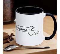 Tazza da caffè con mappa degli Stati Uniti, divertente tazza da caffè in ceramica del Massachusetts, regalo per bambini, uomini, donne, compleanno, 325 ml