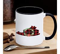 Tazza da caffè con mappa dello stato americano della Virginia, divertente tazza da caffè in ceramica a quadri rossi e neri con ghirlanda di Natale, regalo per bambini, uomini, donne, compleanno, 325