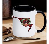 Tazza da caffè con mappa dello stato degli Stati Uniti del Maryland, tazza da caffè divertente con ghirlanda di Natale rossa e nera, regalo per bambini, uomini, donne, compleanno, 325 ml