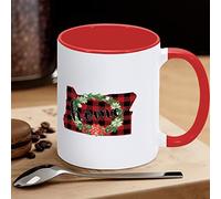 Tazza da caffè con mappa dello stato dell'Oregon, divertente tazza da caffè con motivo a quadri di bufalo rosso nero e nero, tazza da tè in ceramica, regalo per bambini, uomini, donne, compleanno, 325