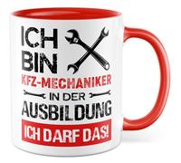 Tazza da caffè con meccanismo automobilistico, idea regalo per l'addestramento e la formazione, con scritta in lingua tedesca "Ich darf das, tazza da caffè"