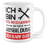 Tazza da caffè con meccanismo automobilistico, idea regalo per l'addestramento e la formazione, con scritta in lingua tedesca "Ich darf das, tazza da caffè"
