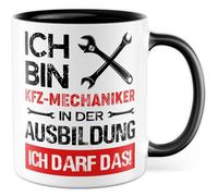 Tazza da caffè con meccanismo automobilistico, idea regalo per l'addestramento e la formazione, con scritta in lingua tedesca "Ich darf das, tazza da caffè"