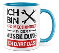 Tazza da caffè con meccanismo automobilistico, idea regalo per l'addestramento e la formazione, con scritta in lingua tedesca "Ich darf das, tazza da caffè"