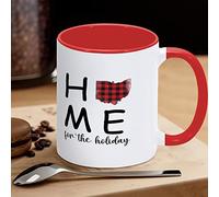 Tazza da caffè con motivo a quadri di bufalo rosso e nero, con mappa dello stato degli Stati Uniti, tazza da caffè in ceramica Ohio, regalo per bambini, uomini, donne, compleanno, 325 ml