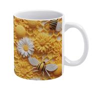 Tazza da caffè con motivo floreale a forma di ape 3D, comoda da tenere in mano, regalo di compleanno per uomini, donne, mogli, mariti, figlie, amici, 11 once