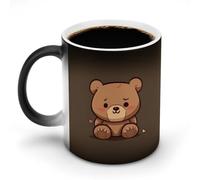Tazza da caffè con orsetto marrone in stile cartone animato, sensibile al calore, tazza in ceramica con scolorimento, tazza da caffè personalizzata che cambia colore, regalo unico per familiari, amici