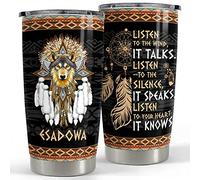 Tazza Da Caffè Con Paglia E Coperchio Tazze Da Viaggio Acciaio Inox Mug Termica Per Amico Auto Compleanno 590 Ml Bicchiere Wolf Personalizzato Nativo Americano
