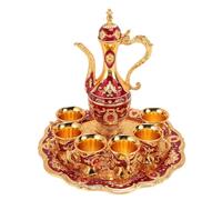 tazza da caffè con piattino, Con 6 tazze da caffè, set teiera vintage, portata d'acqua squisito, di brocche in vetro vino in metallo(#2)