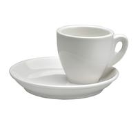 Tazza Da Caffe con piattino in porcellana alluminica Vesuvio 6,5x6,5xh5 cm-100 cc lavabile in lavastoviglie, ideale per la ristorazione anti sbeccatura bianco