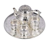 tazza da caffè con piattino, Set da teiera vintage in argento tè in lega di zinco for adulti con e vassoio servizio for il tea party