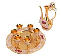 tazza da caffè con piattino, Set di teiere da caffè vintage con teiera in lega zinco a 6 vassoi for banchetti nozze in casa(Gold)