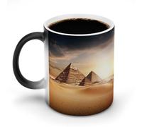 Tazza da caffè con piramide egiziana nel deserto, divertente tazza che cambia colore, tazza sensibile al calore, tazza da tè in ceramica con stampa alla moda, regalo per compleanno, uomini e donne
