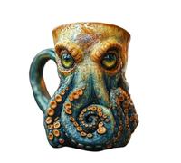 Tazza da caffè con polipo, boccale in ceramica da uomo, a tema medievale, tazza in resina fatta a mano con tentacolo di Cthulhu, per bar, ristorante, decorazione per la casa, tazza con drago medievale