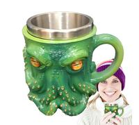 Tazza da caffè con polipo, boccale in ceramica da uomo, a tema medievale, tazza in resina fatta a mano con tentacolo di Cthulhu, per bar, ristorante, decorazione per la casa, tazza con drago medievale