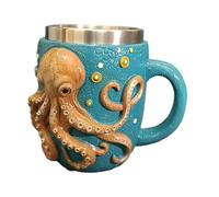 Tazza da caffè con polipo, boccale in ceramica da uomo, a tema medievale, tazza in resina fatta a mano con tentacolo di Cthulhu, per bar, ristorante, decorazione per la casa, tazza con drago medievale