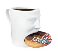 Tazza da caffè con porta biscotti - Tazza in ceramica a forma di viso | Divertente stoviglie catering design integrato per colazione, scuola, ristorante, dormitorio, posto di lavoro, feste, 13 x 9,5 x