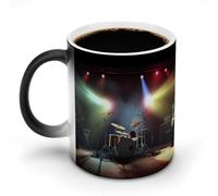 Tazza da caffè con scolorimento da 12 once, motivo rock band, in ceramica con stampa sul palco, con manico, tazza da caffè che cambia colore, tazze divertenti per tè, zuppa, latte, latte macchiato