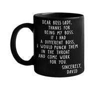 Tazza da caffè con scritta "Dear Boss, Thanks for Being My Boss, If I Had A Different I Would Punch Him and Come Wok for You", tazza da tè e caffè, 350 ml, regalo divertente Bos-s Lady & Men