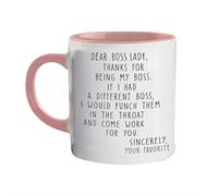 Tazza da caffè con scritta "Dear Boss, Thanks for Being My Boss, If I Had A Different I Would Punch Him and Come Wok for You", tazza da tè e caffè, 350 ml, regalo divertente Bos-s Lady & Men