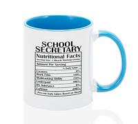 Tazza da caffè con scritta in inglese "Funny School Secretary Cup" - Fatti nutrizionali Two Tone Blue Mug - Regali di Natale per il segretario scolastico Novità Cup 311,8 g