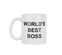 Tazza da caffè con scritta in lingua inglese “World’s Best Boss”, ispirata a Dunder Mifflin - The Office, 325 ml, divertente, tazza in ceramica per caffè, tè e cioccolata, tazza unica, idea regalo