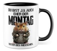 Tazza da caffè con scritta in lingua tedesca "Du bist ja auch eher der Lunedì unter den Menschen Meme, divertente collega, collega, umorismo, idea regalo per ufficio, caffè, ufficio, caffè, fidanzata