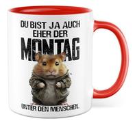 Tazza da caffè con scritta in lingua tedesca "Du bist ja auch eher der Lunedì unter den Menschen Meme, divertente collega, collega, umorismo, idea regalo per ufficio, caffè, ufficio, caffè, fidanzata