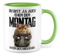 Tazza da caffè con scritta in lingua tedesca "Du bist ja auch eher der Lunedì unter den Menschen Meme, divertente collega, collega, umorismo, idea regalo per ufficio, caffè, ufficio, caffè, fidanzata