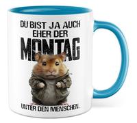 Tazza da caffè con scritta in lingua tedesca "Du bist ja auch eher der Lunedì unter den Menschen Meme, divertente collega, collega, umorismo, idea regalo per ufficio, caffè, ufficio, caffè, fidanzata