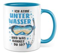 Tazza da caffè con scritta in lingua tedesca "Ich atmme unter Wasser und was du so? - Tazza da caffè 330 ml in ceramica - Subacqueo Diving Sea Collegin Ufficio Tazza da caffè