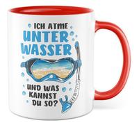 Tazza da caffè con scritta in lingua tedesca "Ich atmme unter Wasser und was du so? - Tazza da caffè 330 ml in ceramica - Subacqueo Diving Sea Collegin Ufficio Tazza da caffè