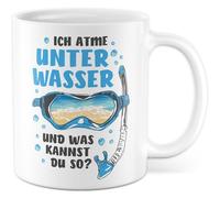 Tazza da caffè con scritta in lingua tedesca "Ich atmme unter Wasser und was du so? - Tazza da caffè 330 ml in ceramica - Subacqueo Diving Sea Collegin Ufficio Tazza da caffè