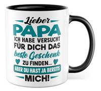 Tazza da caffè con scritta in lingua tedesca "Lieber Papa - aber du hast ja bereits me! - Tazza da caffè da 330 ml in ceramica, idea regalo per compleanno, tazza da caffè