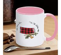 Tazza da caffè con scritta "Welcome Home for The Holidays Kansas, mappa dello stato degli Stati Uniti", divertente tazza da caffè con motivo scozzese di bufalo e campana di Natale, regalo per bambini
