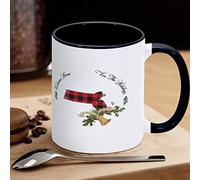 Tazza da caffè con scritta "Welcome Home for The Holidays Massachusetts", con mappa dello stato degli Stati Uniti, divertente tazza da caffè con motivo scozzese di bufalo e campana di Natale, regalo