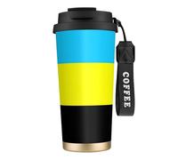 Tazza da caffè con stampa bandiera del Sultanato del Burongan con coperchio a prova di perdite, in acciaio inox, riutilizzabile, isolante, tazza sottovuoto, caffè, 500 ml