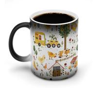 Tazza da caffè con stampa magica con animali da fattoria, tazza da tè in c